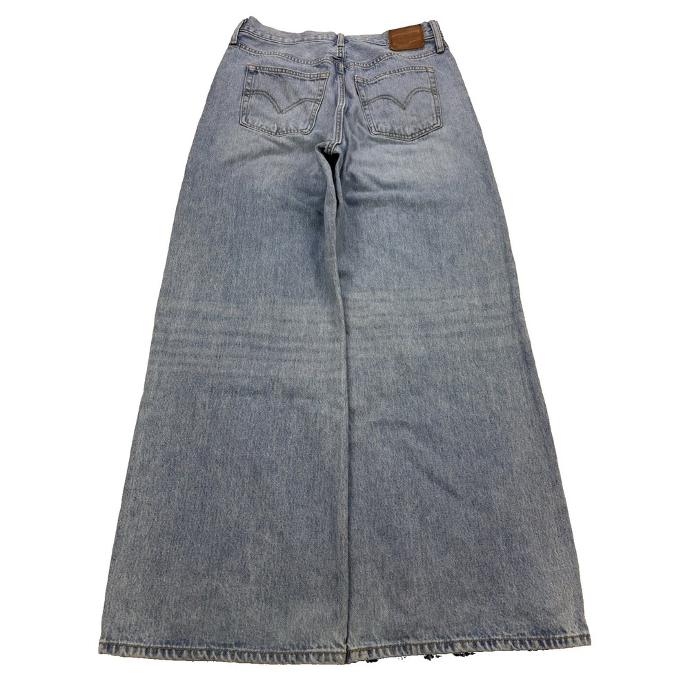 Levis Ribcage Wide Leg Jeans Women 31x30 Blue Premium Baggy Whiskered Denim